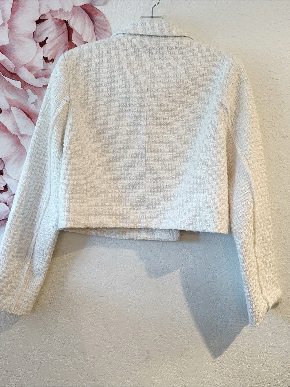 Avec Les Filles Ivory White Boycle Tweet Double Breasted Blazer Medium - Picture 10 of 12